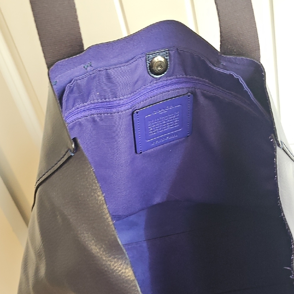 Coach 2017 Large Hologram Derby Tote Metallic Blue - Picture 5 of 17